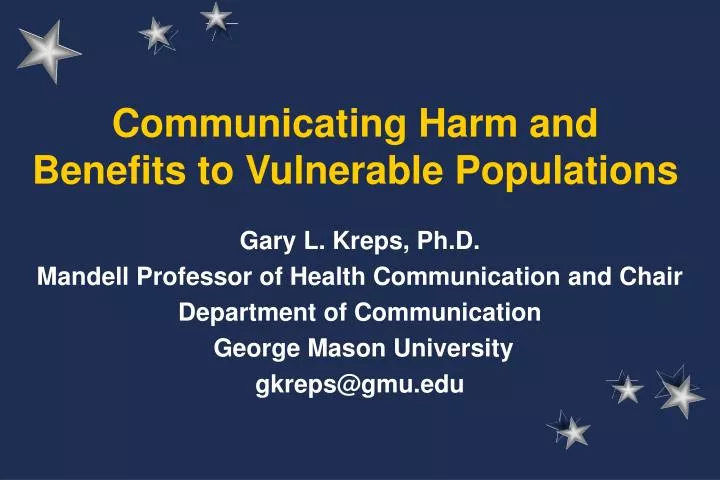 communicating harm and benefits to vulnerable populations