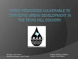 Water Resources Vulnerable to Expanding Urban Development in the Texas Hill Country