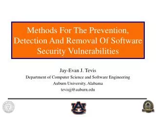 Methods For The Prevention, Detection And Removal Of Software Security Vulnerabilities
