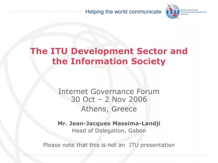 the itu development sector and the information society
