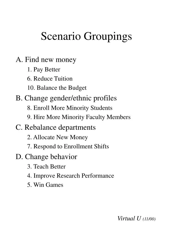 scenario groupings