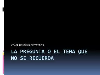 comprensi n de textos