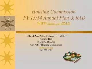 Housing Commission FY 13/14 Annual Plan &amp; RAD WWW.hud/RAD