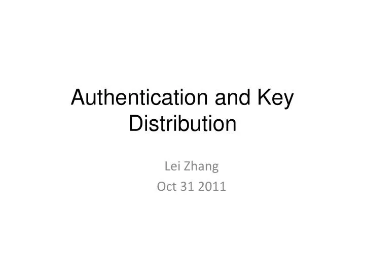 authentication and key distribution