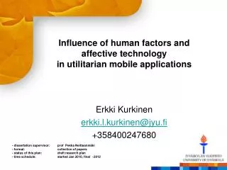 Influence of human factors and affective technology in utilitarian mobile applications