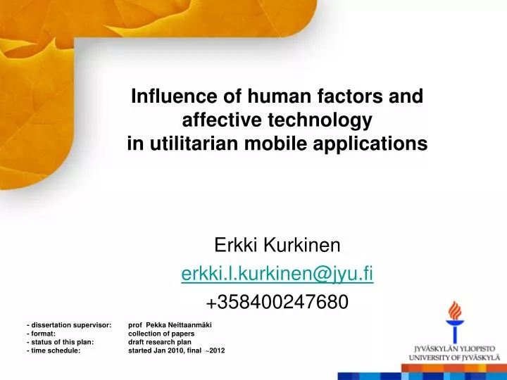 influence of human factors and affective technology in utilitarian mobile applications