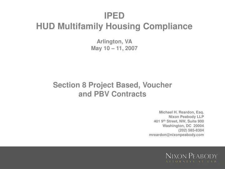 iped hud multifamily housing compliance arlington va may 10 11 2007
