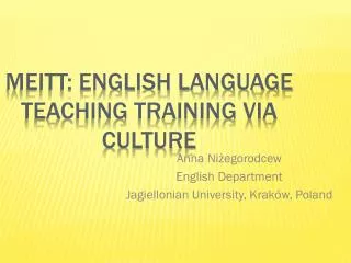 MEITT: English language teaching training via culture