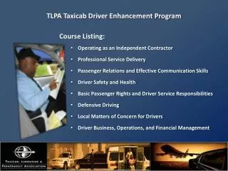 TLPA Taxicab Driver Enhancement Program