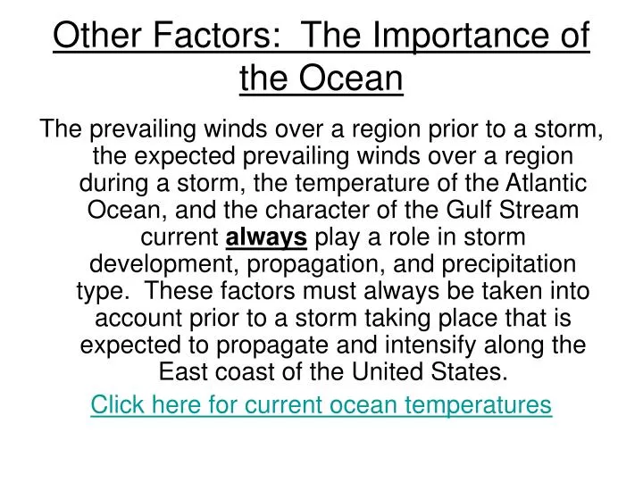 other factors the importance of the ocean