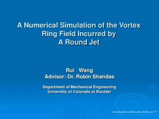 A Numerical Simulation of the Vortex Ring Field Incurred by A Round Jet