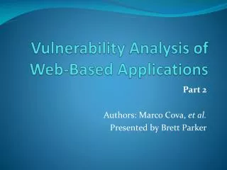 Vulnerability Analysis of Web-Based Applications