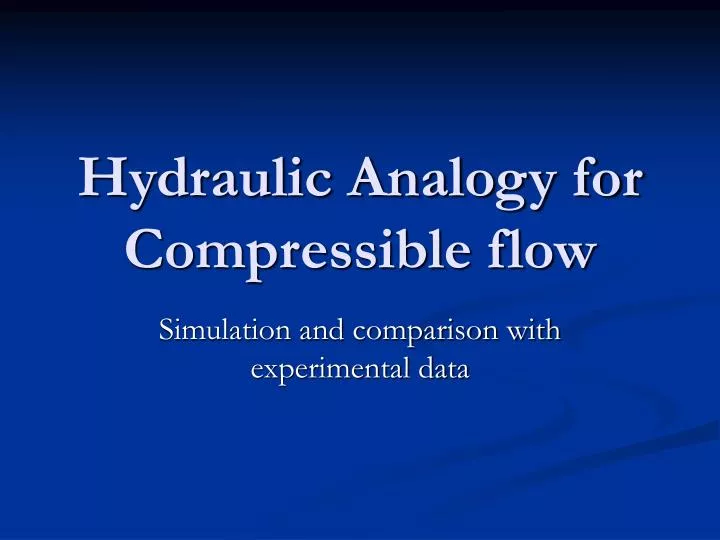 hydraulic analogy for compressible flow