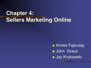 Chapter 4: Sellers Marketing Online