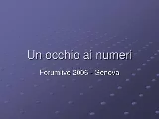 un occhio ai numeri
