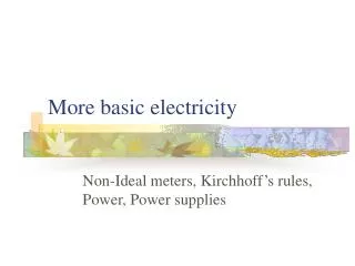 More basic electricity