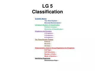 LG 5 Classification