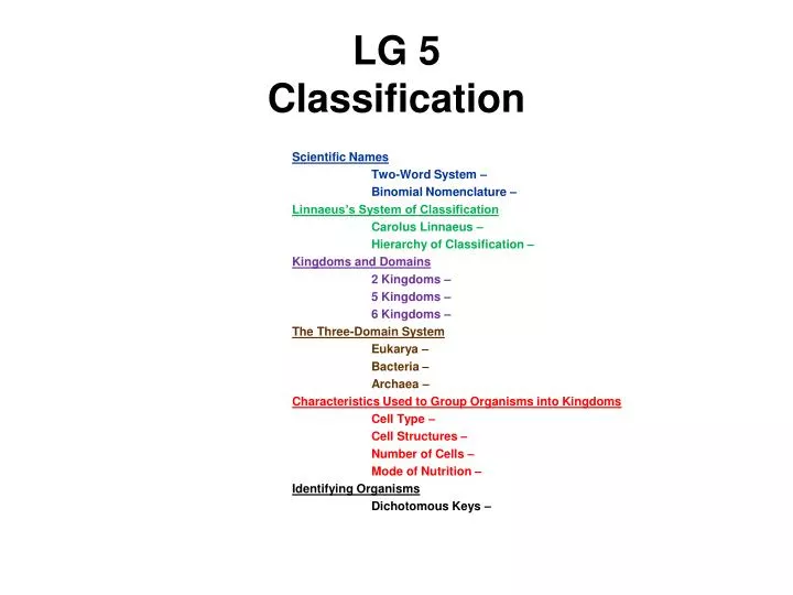 lg 5 classification