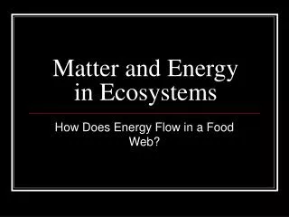 PPT - Ecosystems: Components, Energy Flow, And Matter Cycling ...