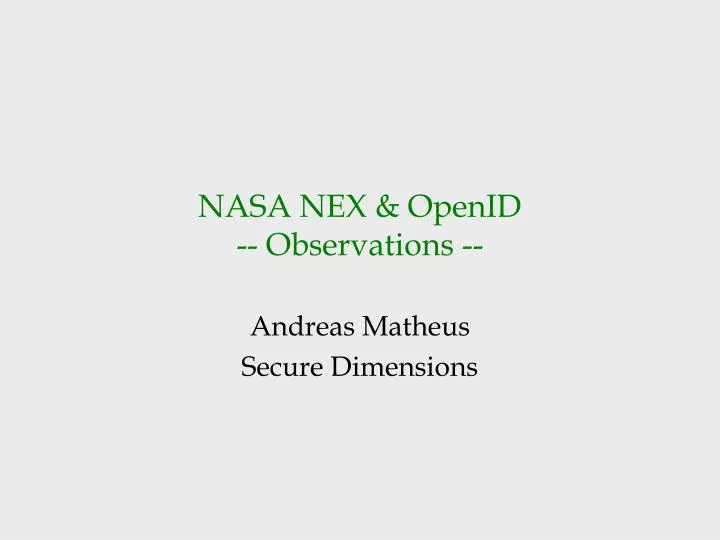 nasa nex openid observations