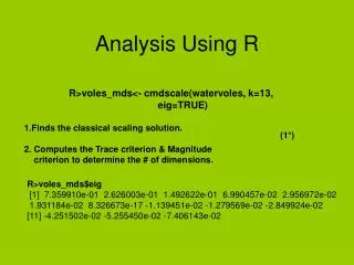 Analysis Using R