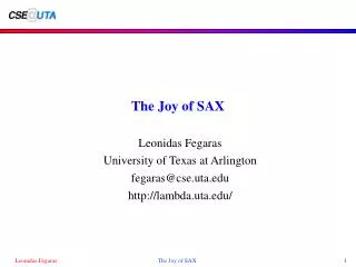 The Joy of SAX