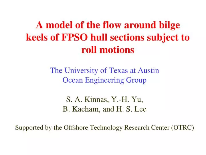 a model of the flow around bilge keels of fpso hull sections subject to roll motions