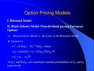 Option Pricing Models