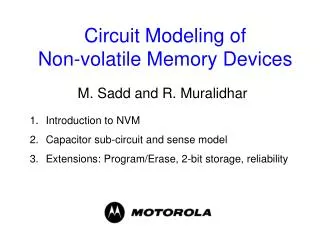 Circuit Modeling of Non-volatile Memory Devices