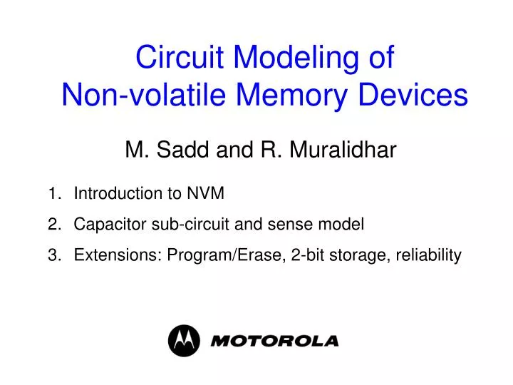 circuit modeling of non volatile memory devices