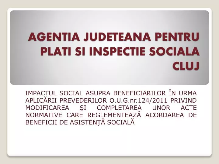 agentia judeteana pentru plati si inspectie sociala cluj