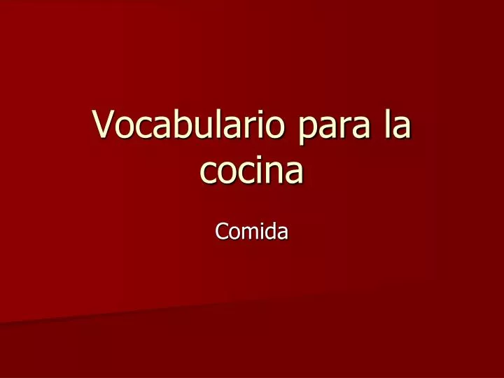 vocabulario para la cocina