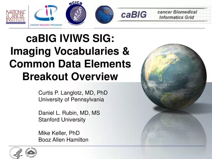 cabig iviws sig imaging vocabularies common data elements breakout overview