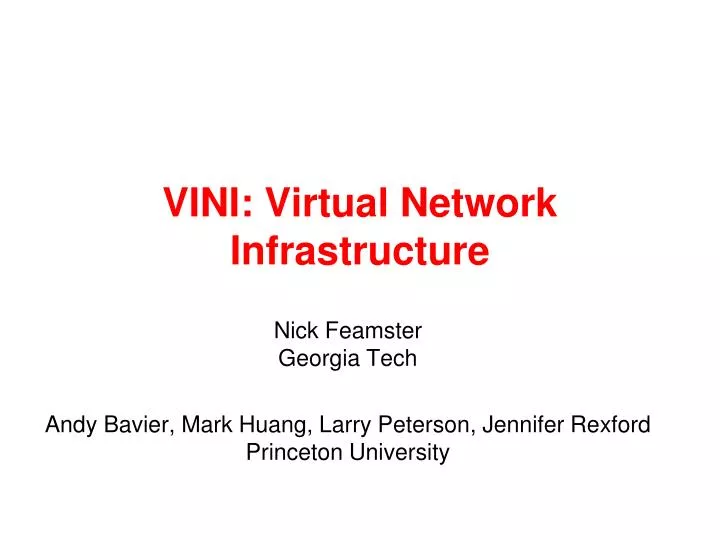 vini virtual network infrastructure