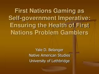 Yale D. Belanger Native American Studies University of Lethbridge