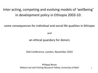 some consequences for individual and social life qualities in Ethiopia and