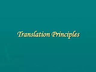 Translation Principles