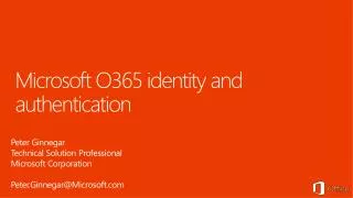 Microsoft O365 identity and authentication