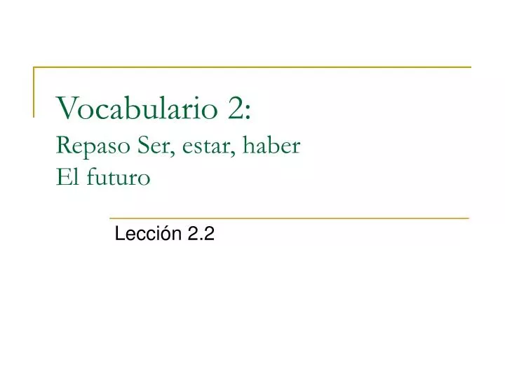 vocabulario 2 repaso ser estar haber el futuro