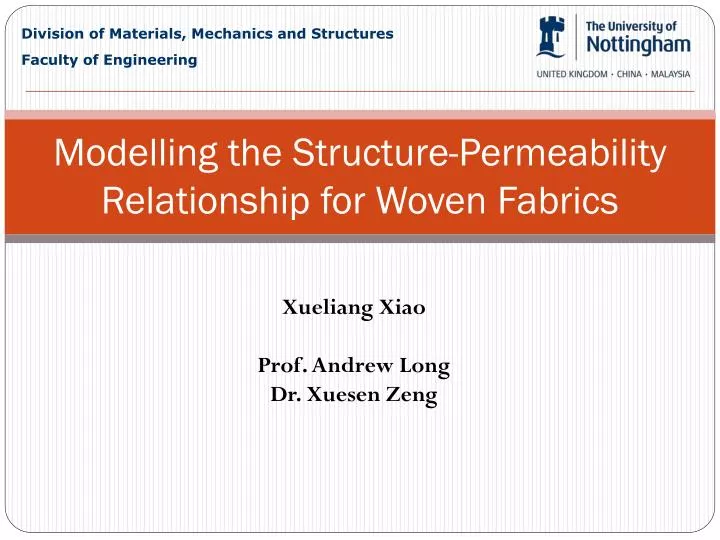 modelling the structure permeability relationship for woven fabrics