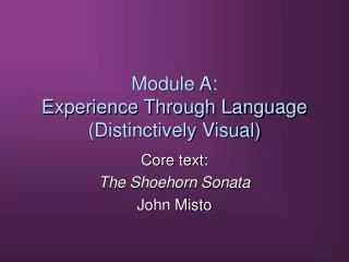 module a experience through language distinctively visual