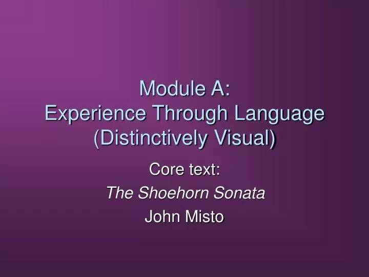module a experience through language distinctively visual