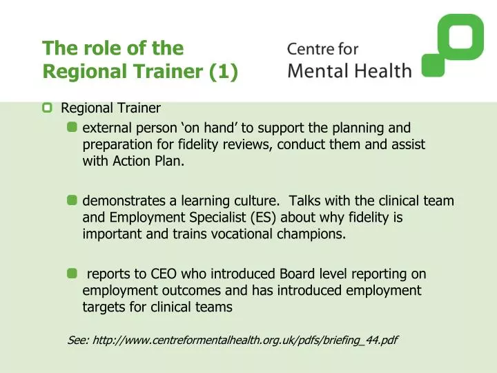 the role of the regional trainer 1