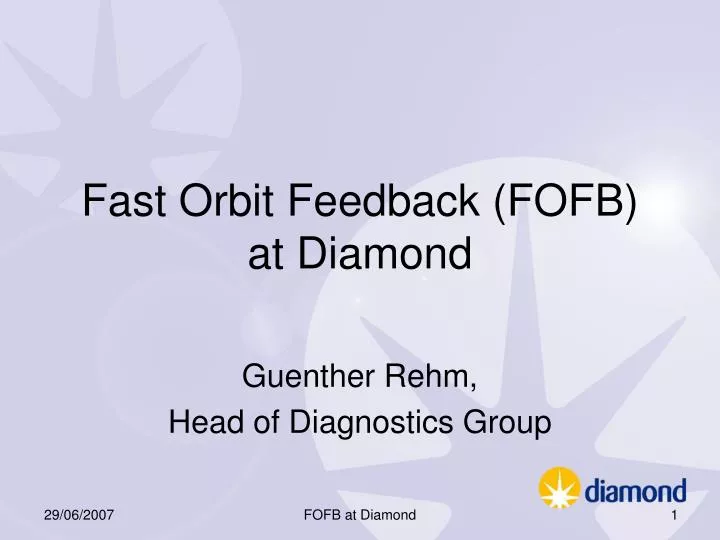fast orbit feedback fofb at diamond