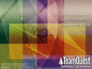 Performance Management and Capacity Planning Solution GigaWorld 2004