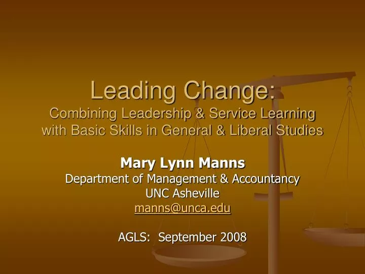 leading change combining leadership service learning with basic skills in general liberal studies