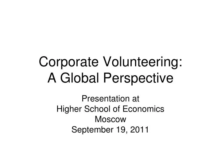 corporate volunteering a global perspective