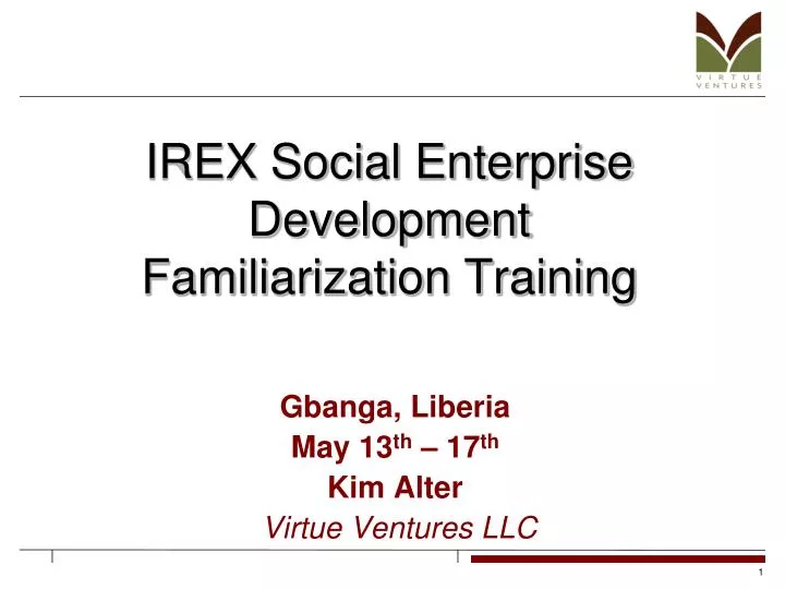 irex social enterprise development familiarization training