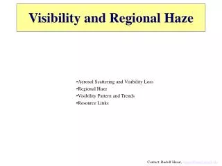Visibility and Regional Haze