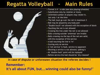 Regatta Volleyball – Main Rules